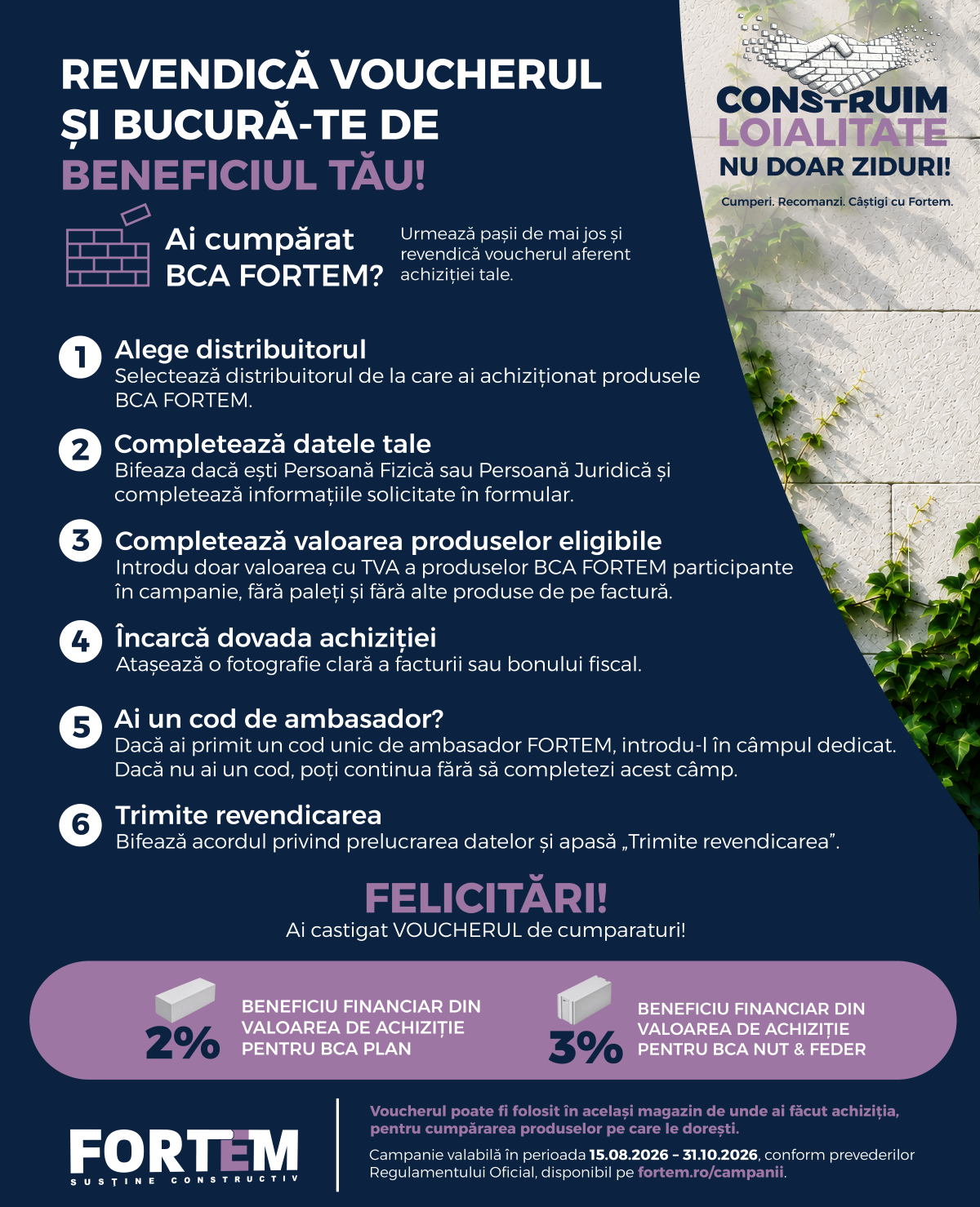 Vizualul campaniei, cu pașii de urmat. Textul integral se află în regulamentul campaniei.